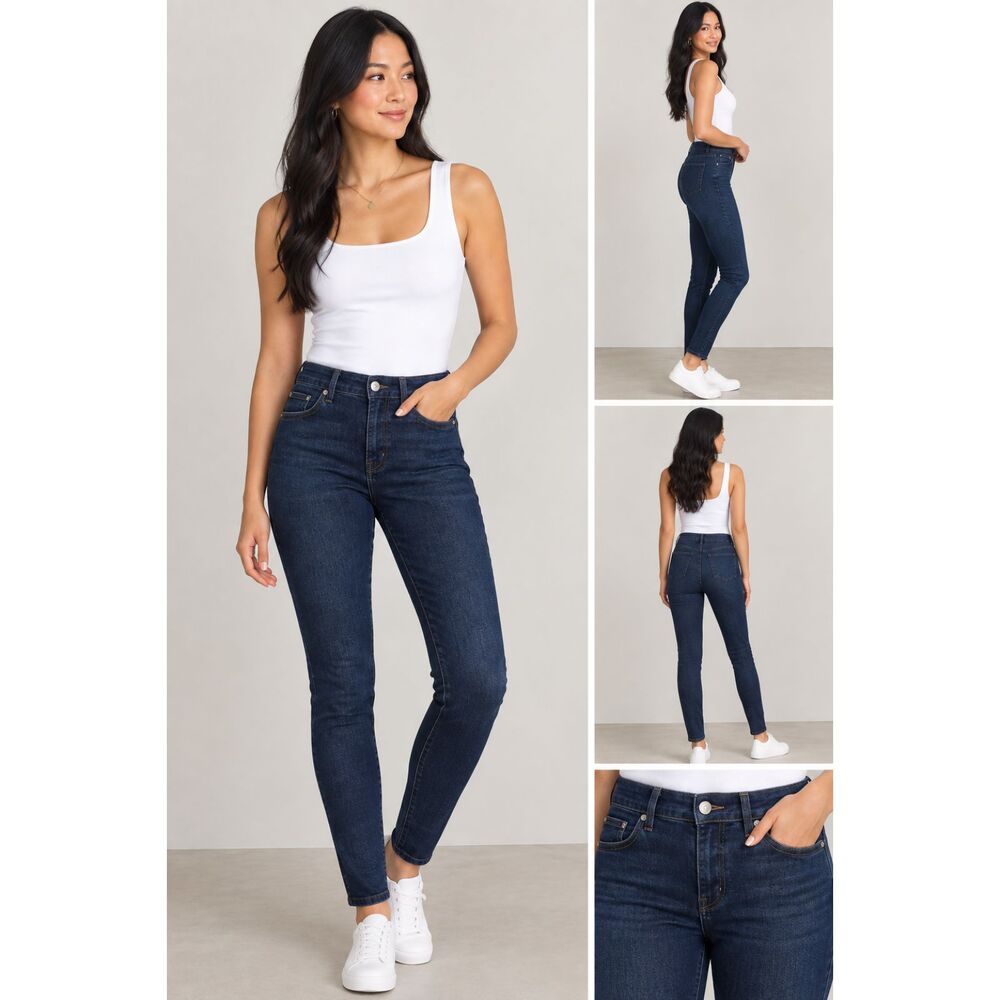 Style & Co Petite Jeans 6P Dark Blue Tummy Control Skinny Jeans